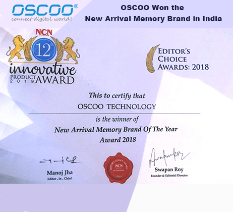 OSCOO Won the New Arrival Memory Brand in India,May 2019